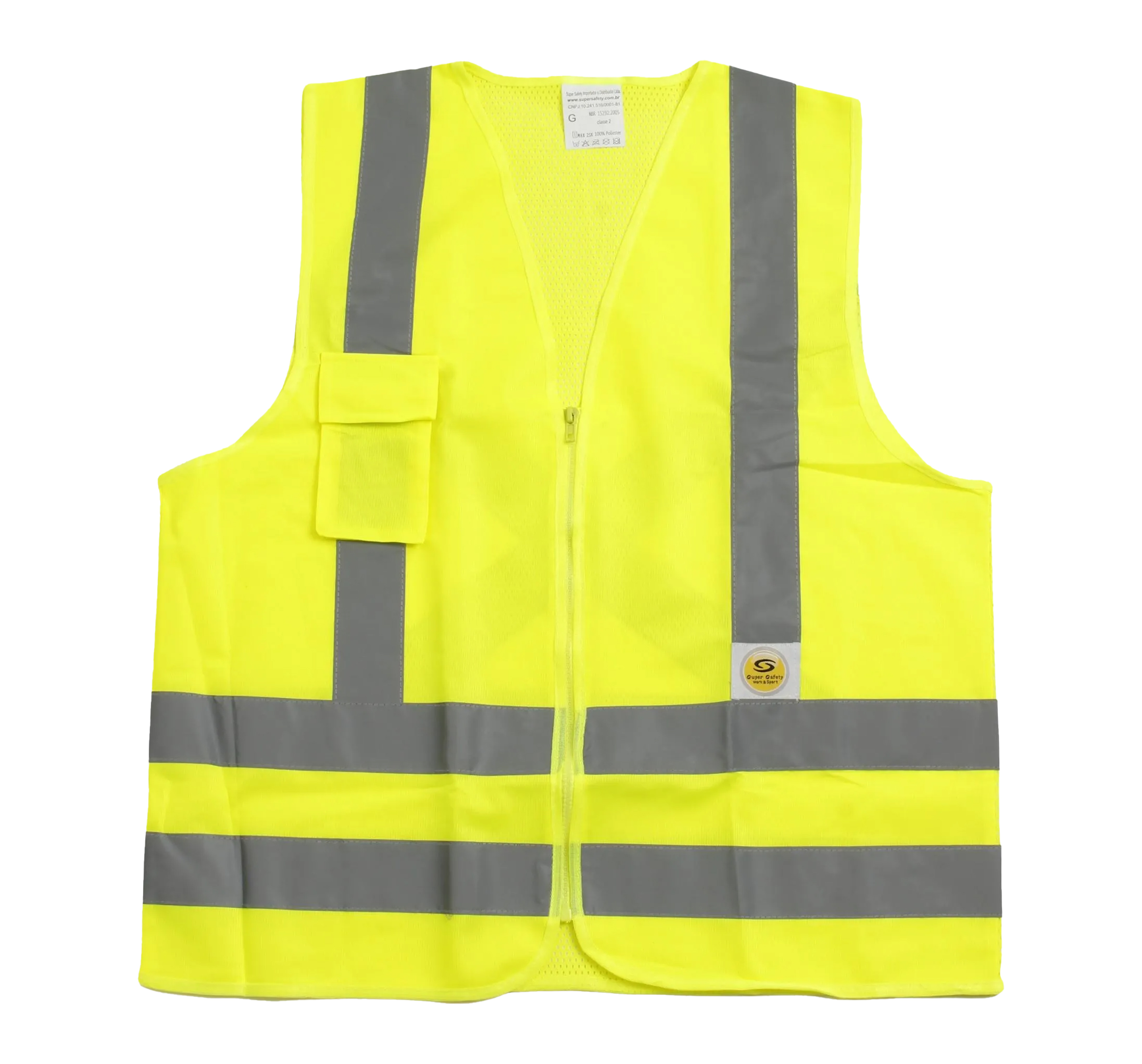 COLETE SINALIZADOR JALECO REFLETIVO1 BOLSO AMARELO SUPER SAFETY