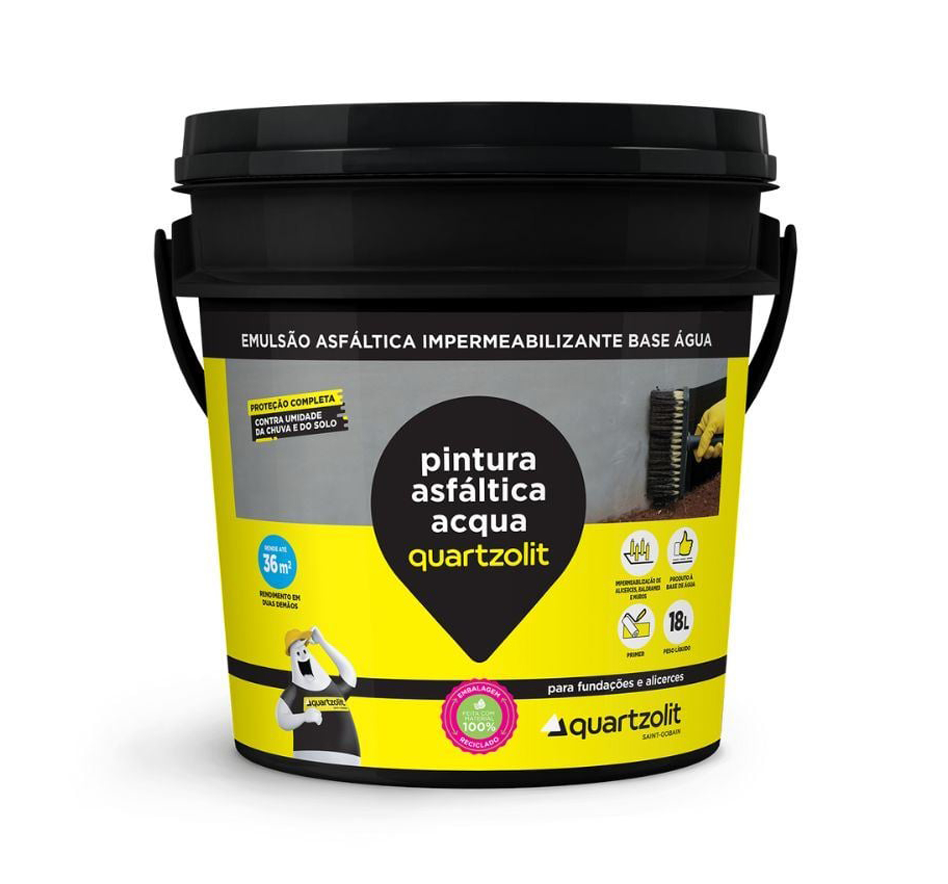 TINTA ASFALTICA IMPERMEABILIZANTE QUARTZOLIT ACQUA 18L