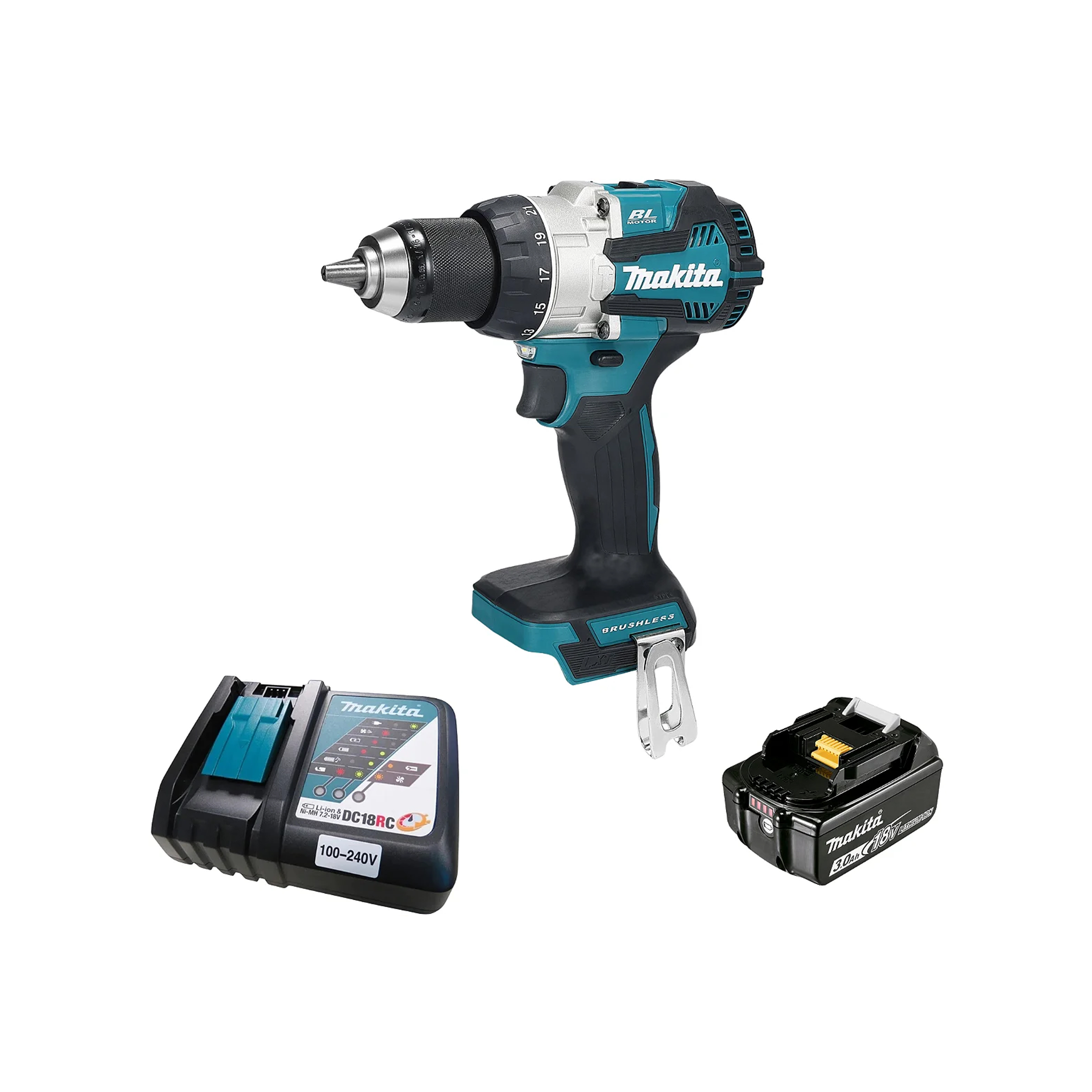 PARAFUSADEIRA FURADEIRA MAKITA 18V 1 BATERIA + CARREGADOR DHP489Z BL1830B
