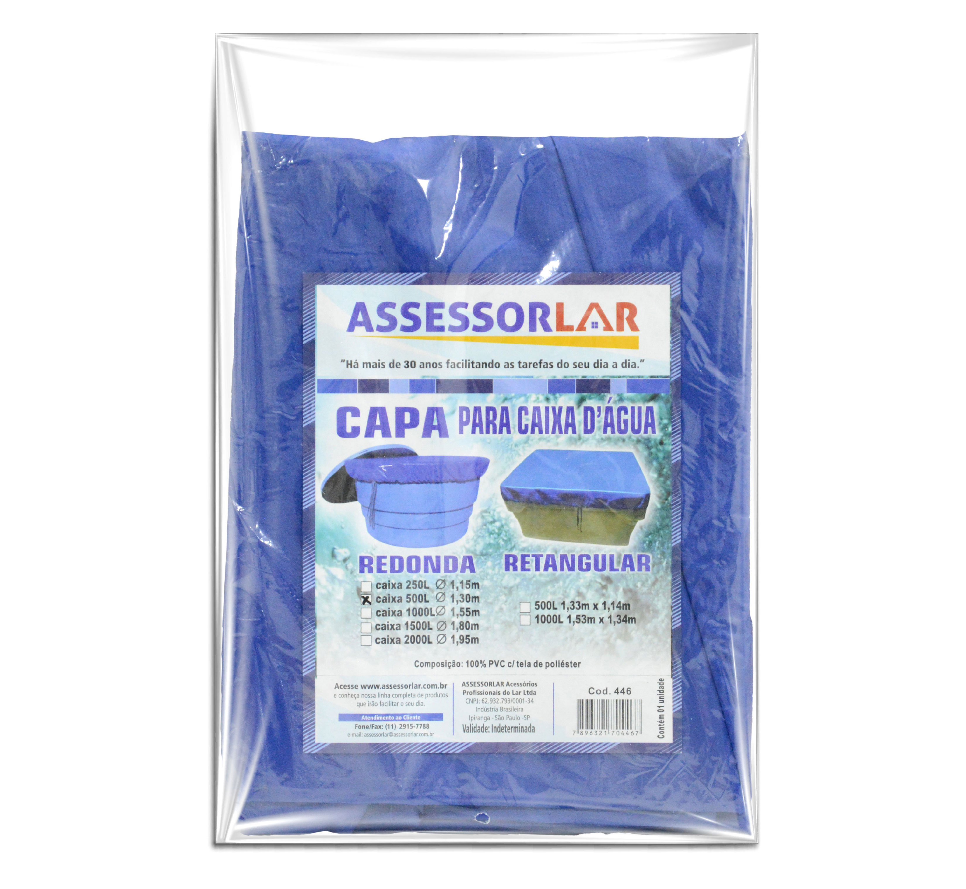 CAPA PARA CAIXA DAGUA ASSESSORLAR REDONDA 1,30M 500L