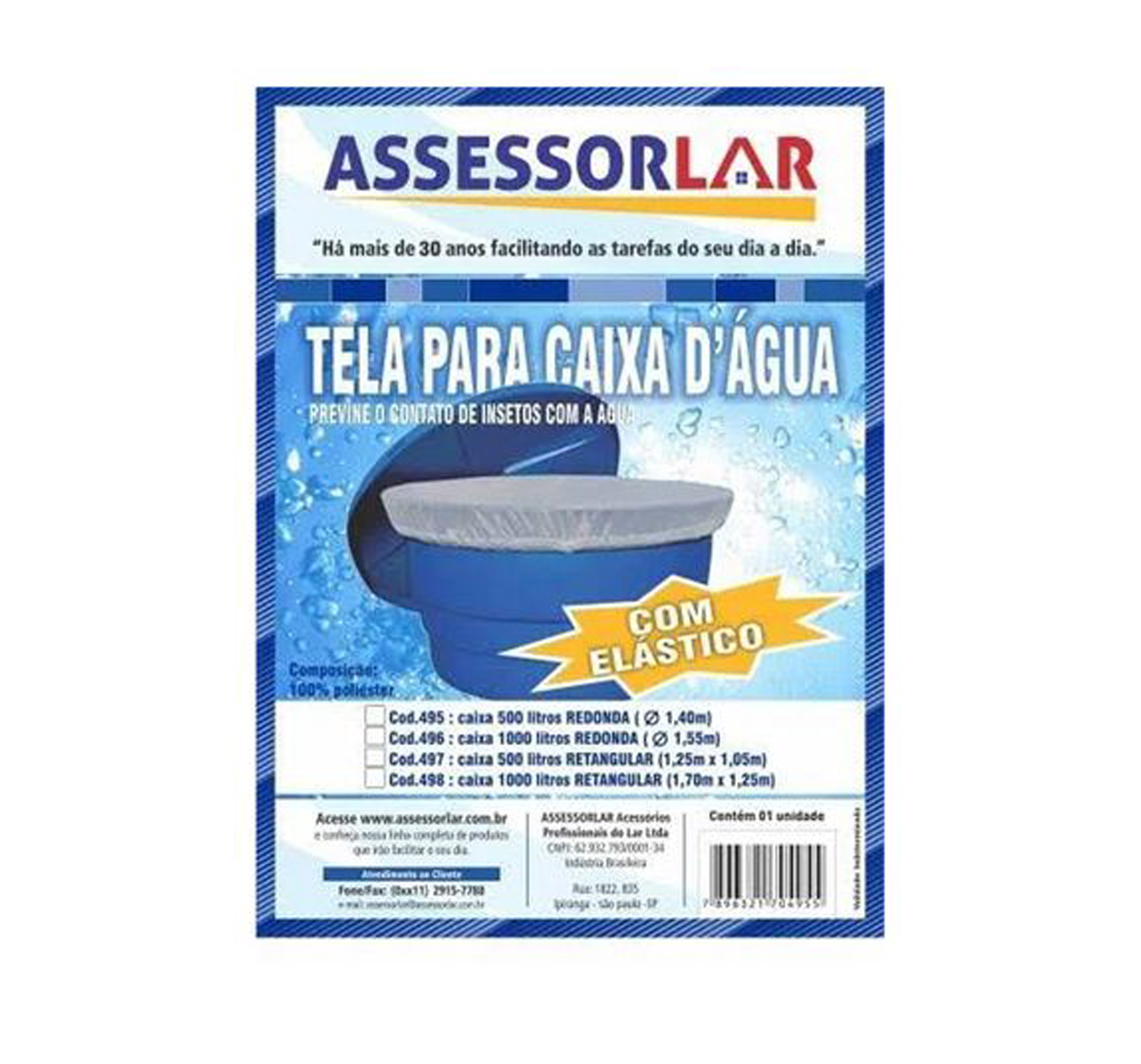 TELA PARA CAIXA D.AGUA ASSESSORLAR REDONDA 500L