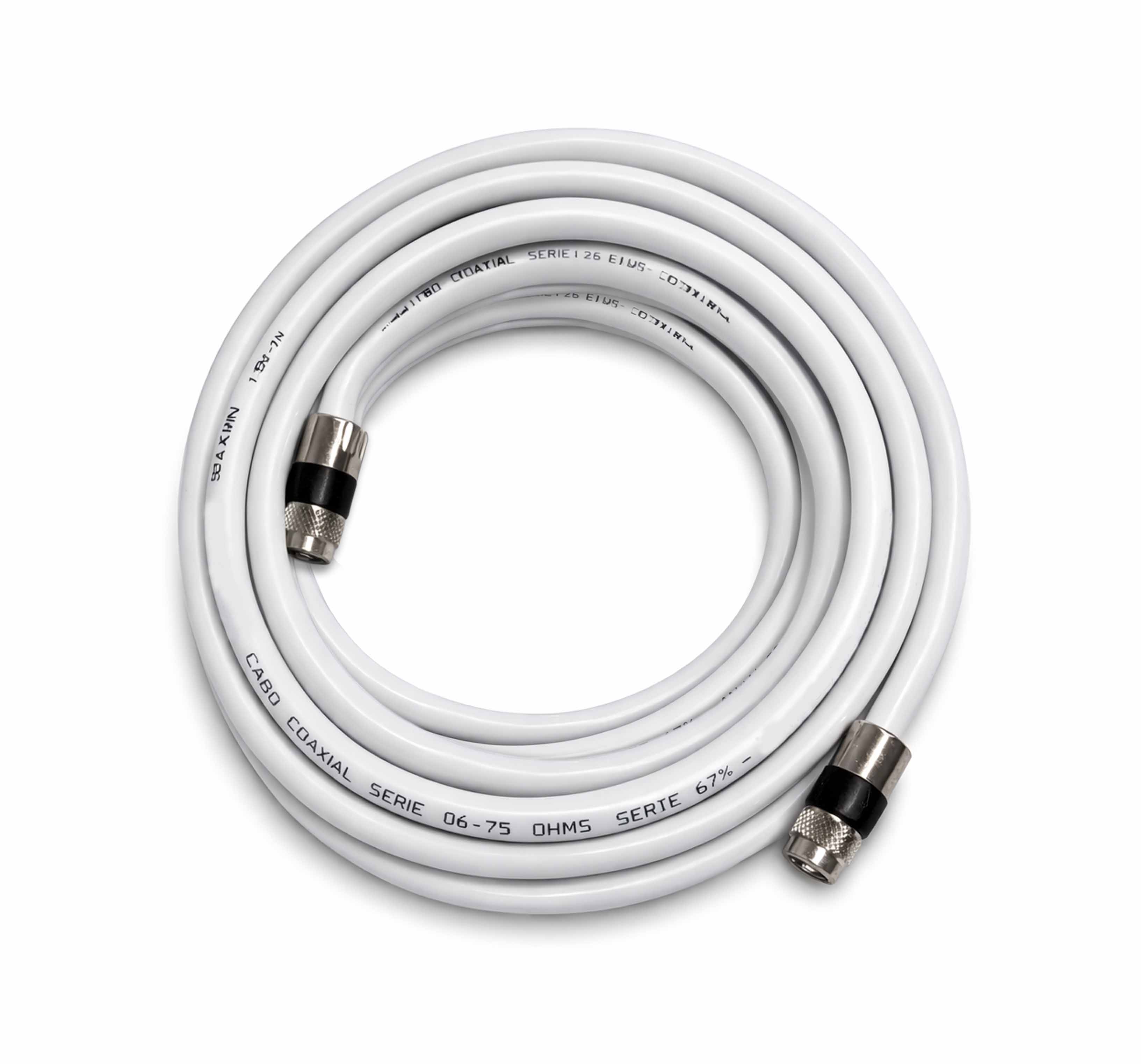 FIO COAXIAL PATCH COM CONECTOR RG 06 67% BRANCA 15 METROS