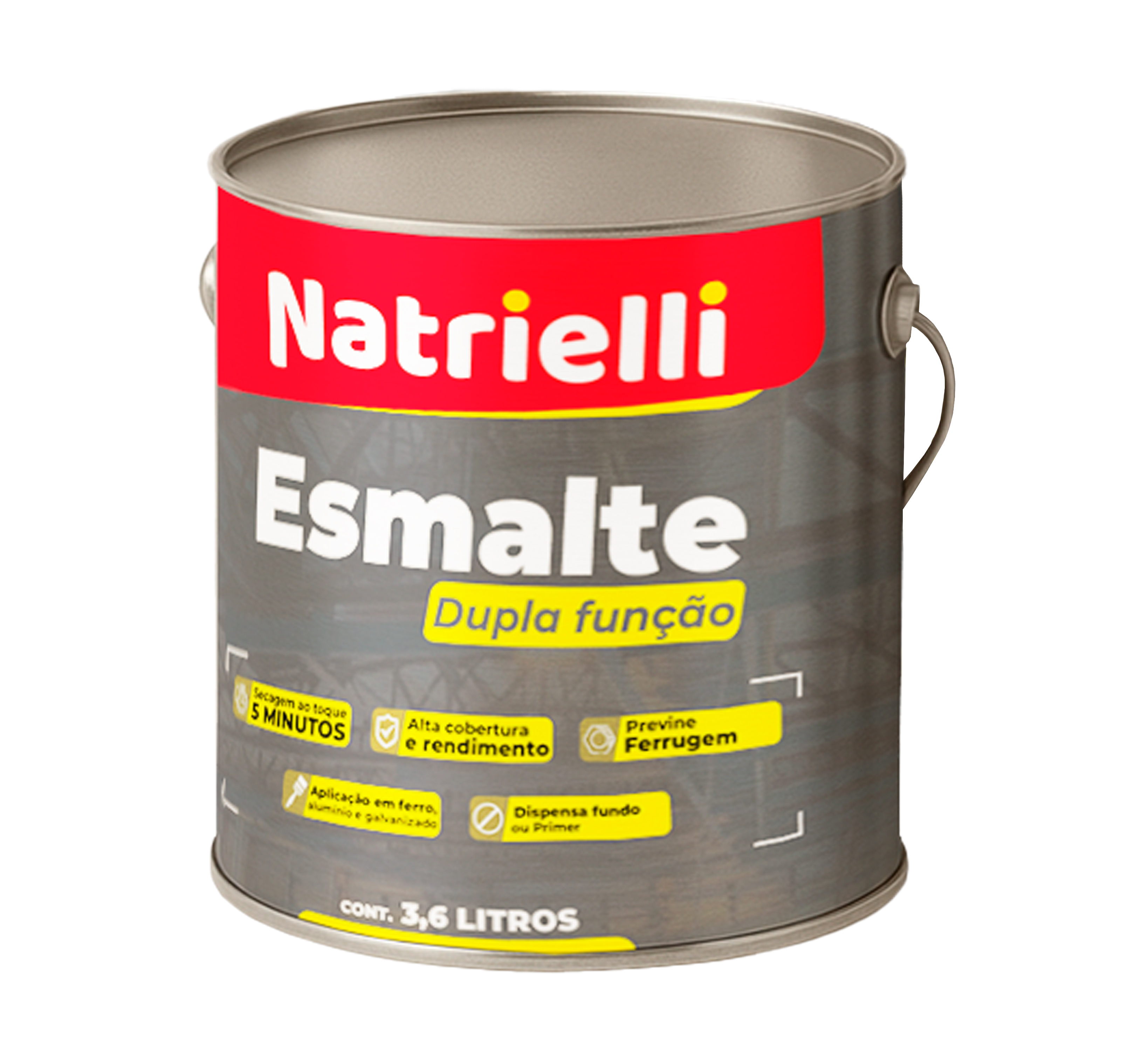 TINTA ESMALTE NATRIELLI DUPLA FUNCAO CINZA MEDIO 3,6L