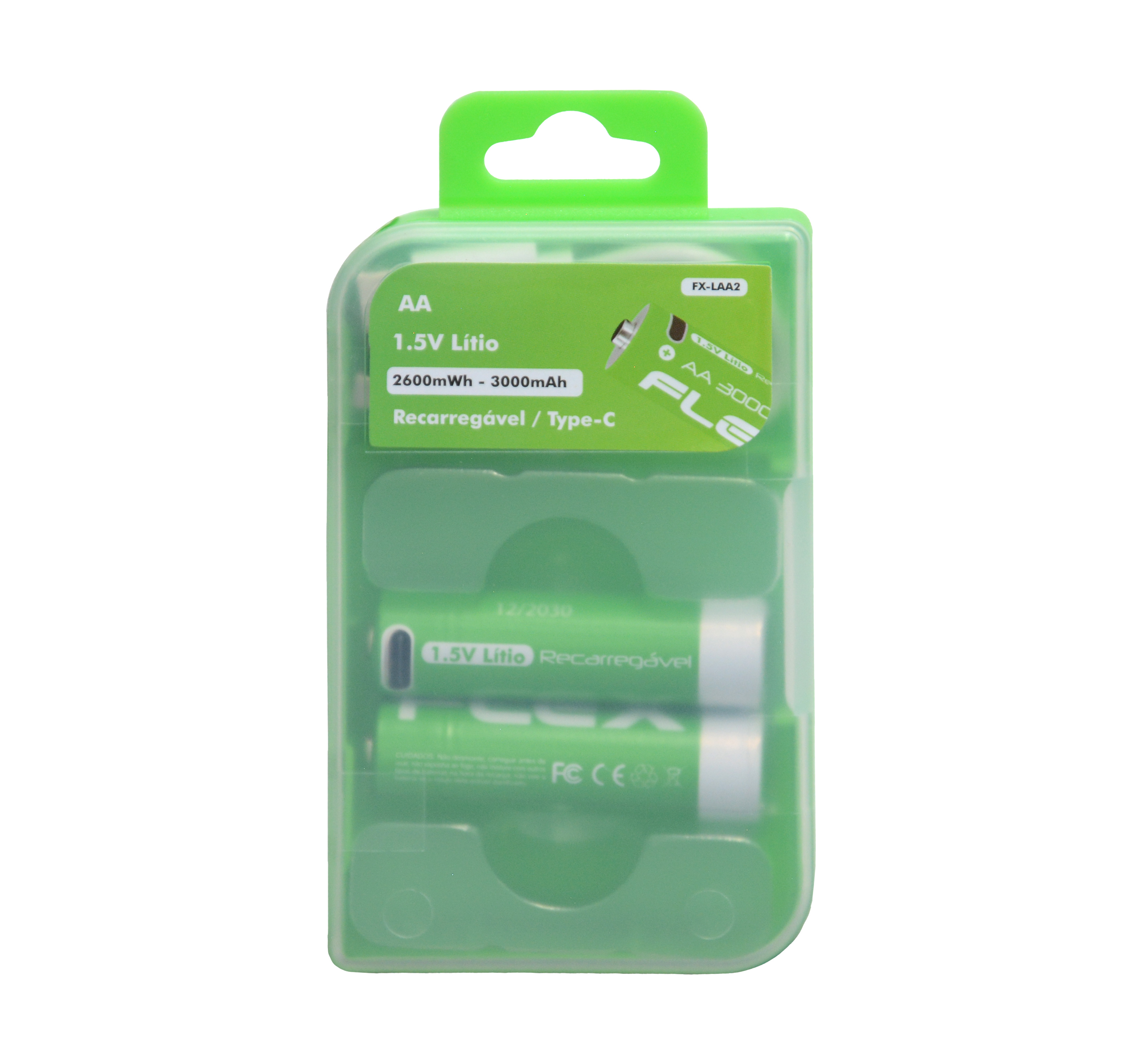 PILHA RECARREGAVEL FLEXGOLD VIA USB-C AA 3000MA 2P