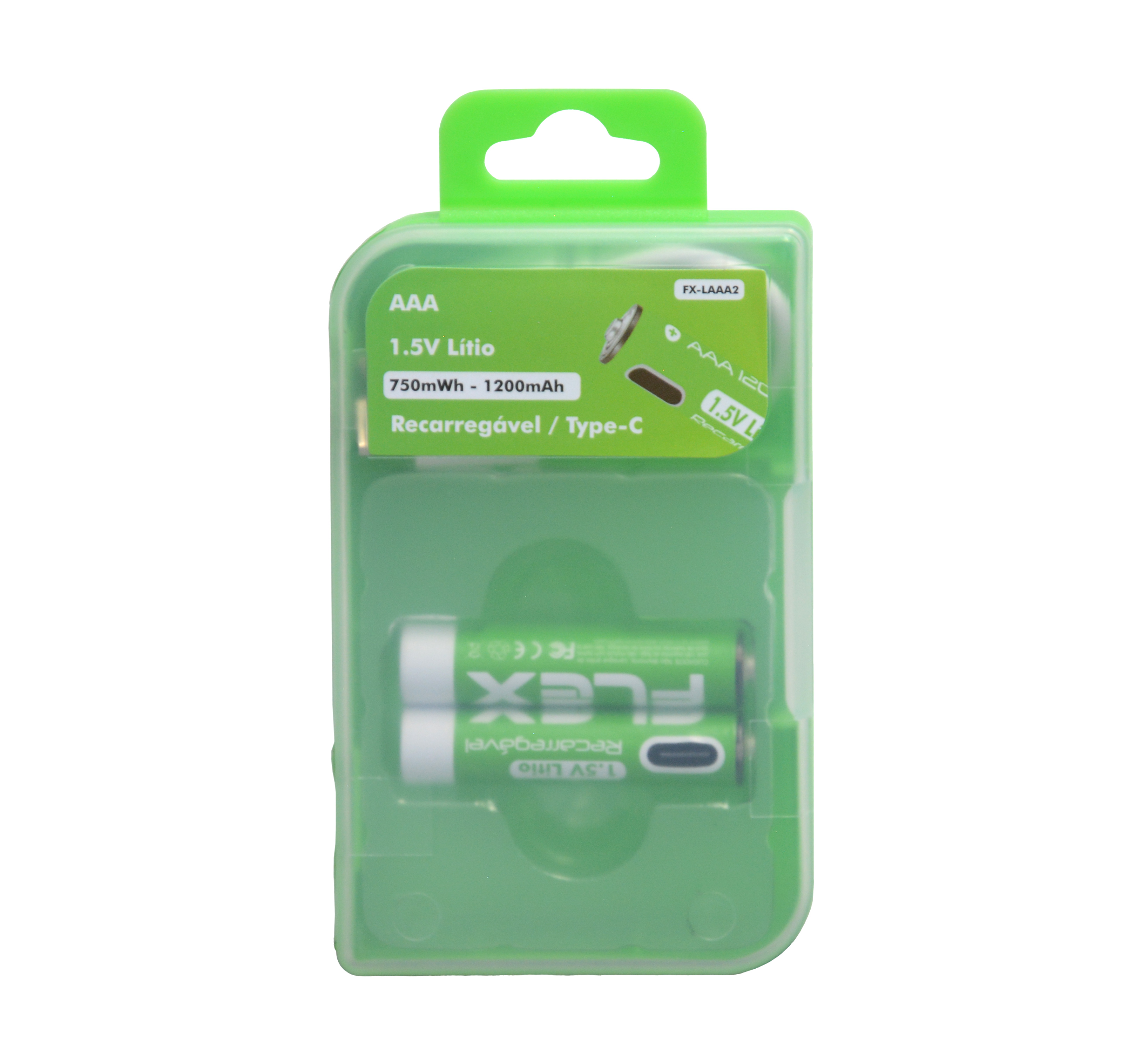 PILHA RECARREGAVEL FLEXGOLD VIA USB-C AAA 1200MA 2P