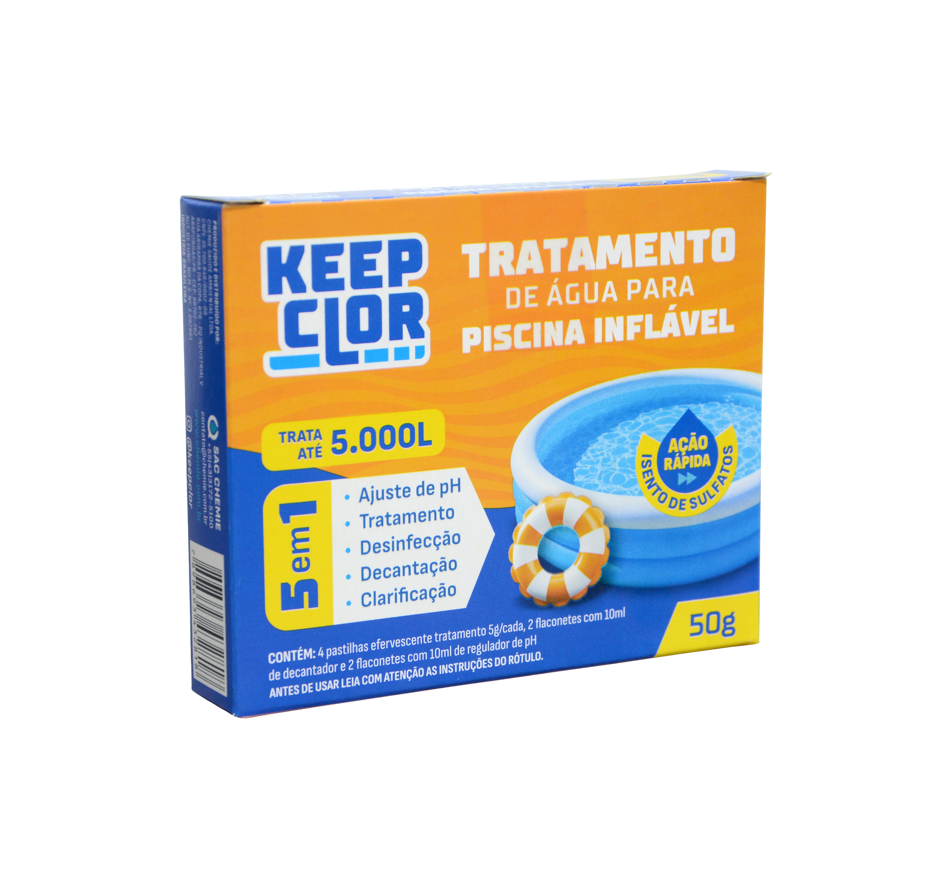 KIT TRATAMENTO PISCINA INFLAVEL KEEPCLOR 5X1