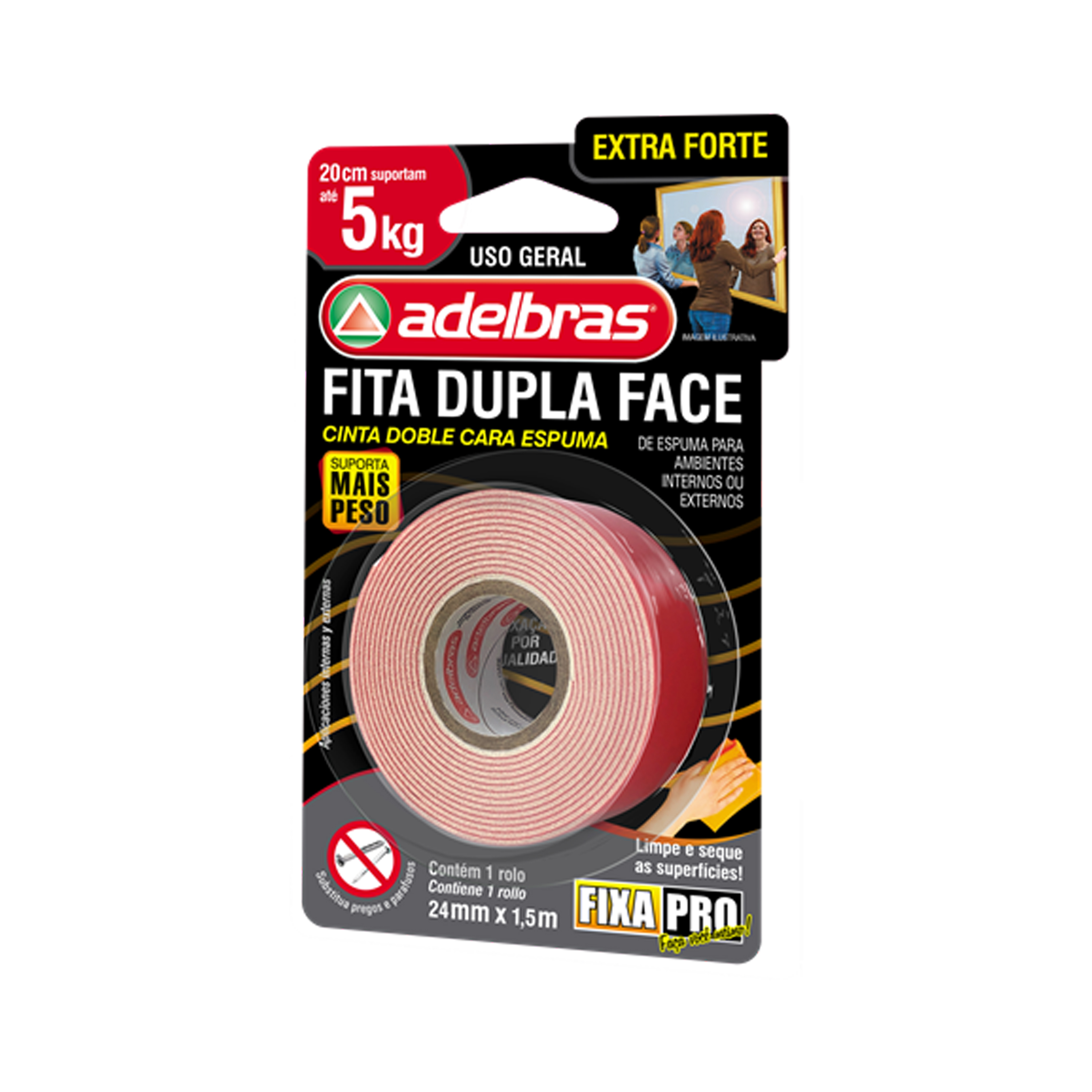 FITA DUPLA FACE ESPUMA ADELBRAS EXTRA FORTE 953 24X1,5M