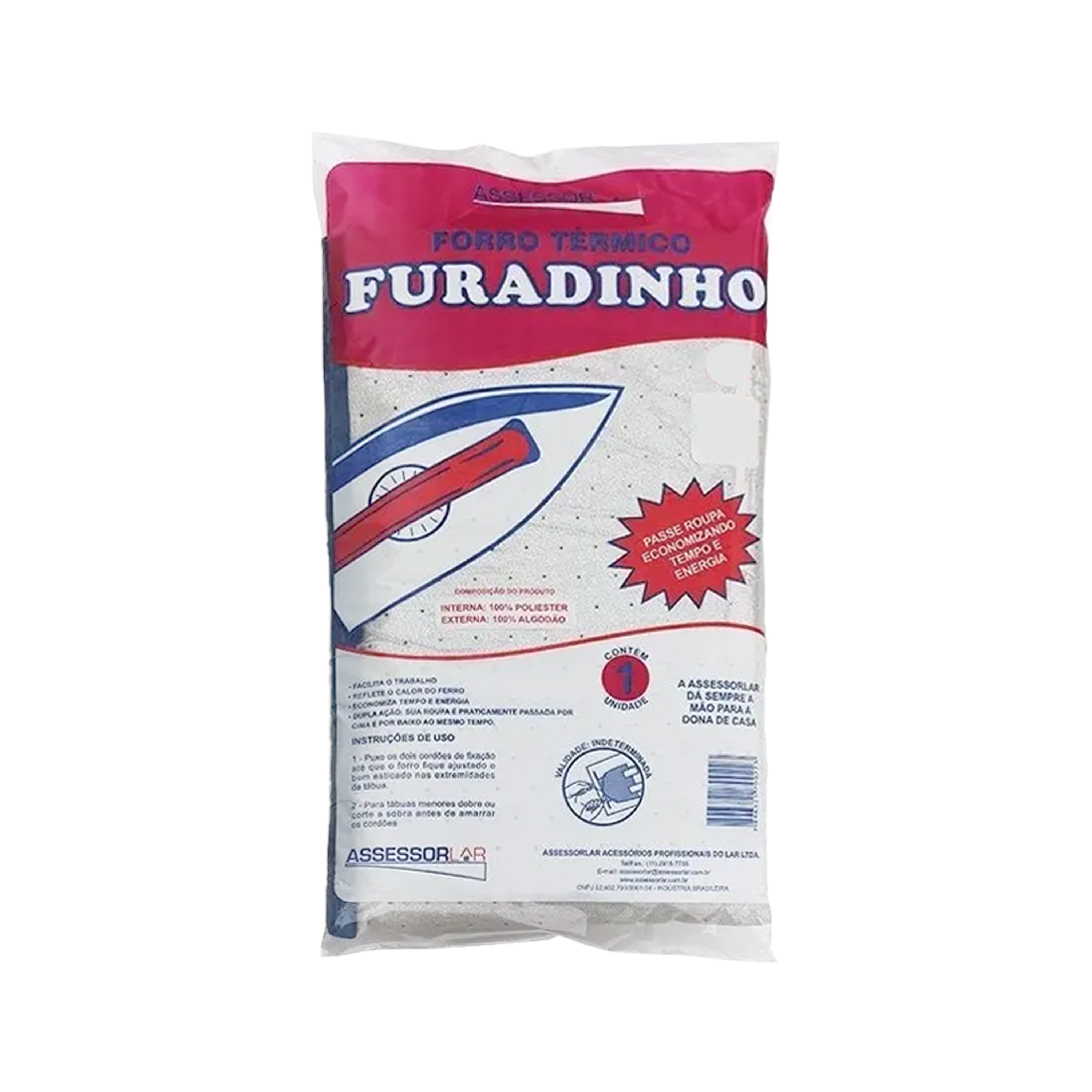 FORRO TERMICO FURADINHO ASSESSORLAR PARA TABUA DE PASSAR 1,50X60CM