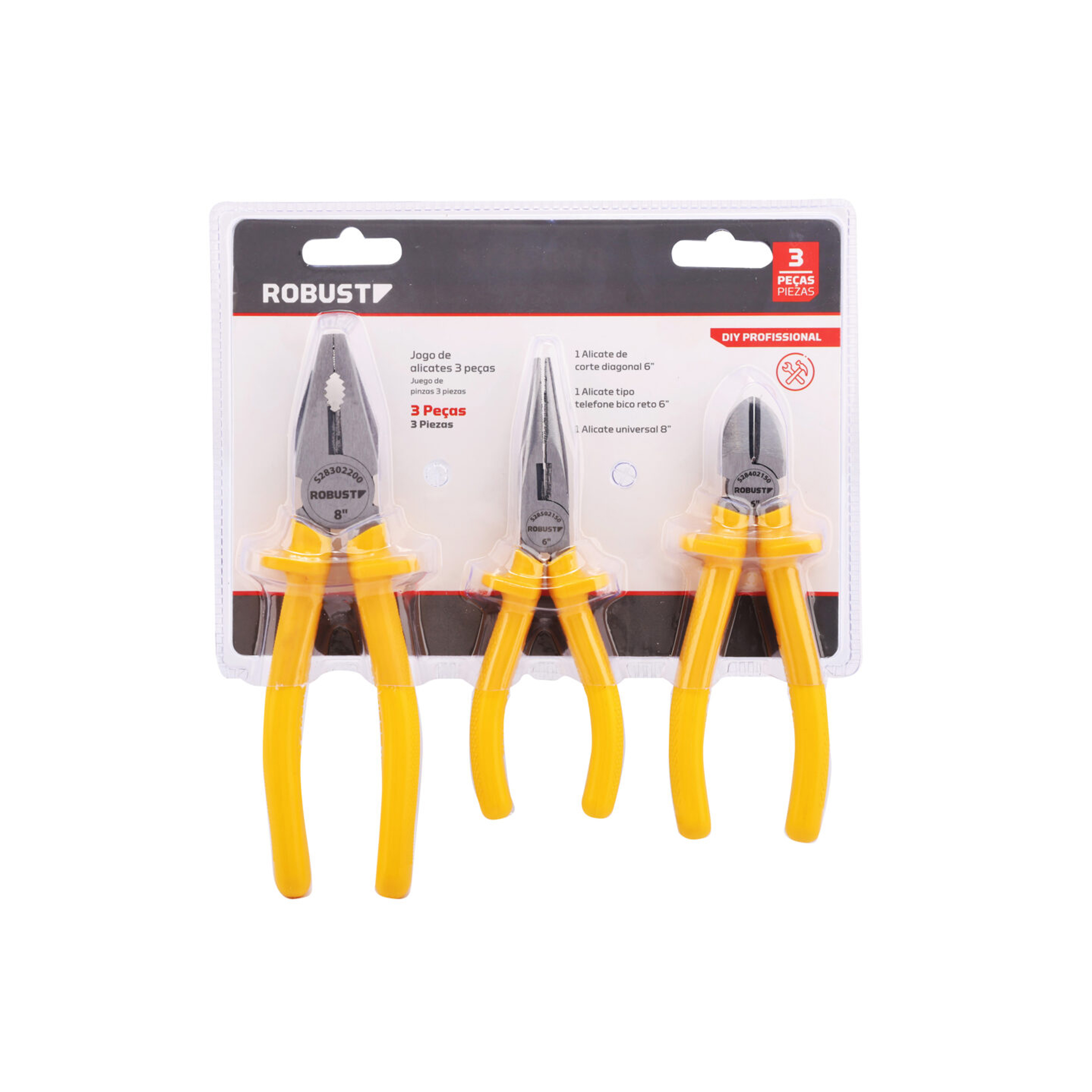 ALICATE KIT 3PECAS ROBUST UNIVERSAL / BICO / CORTE