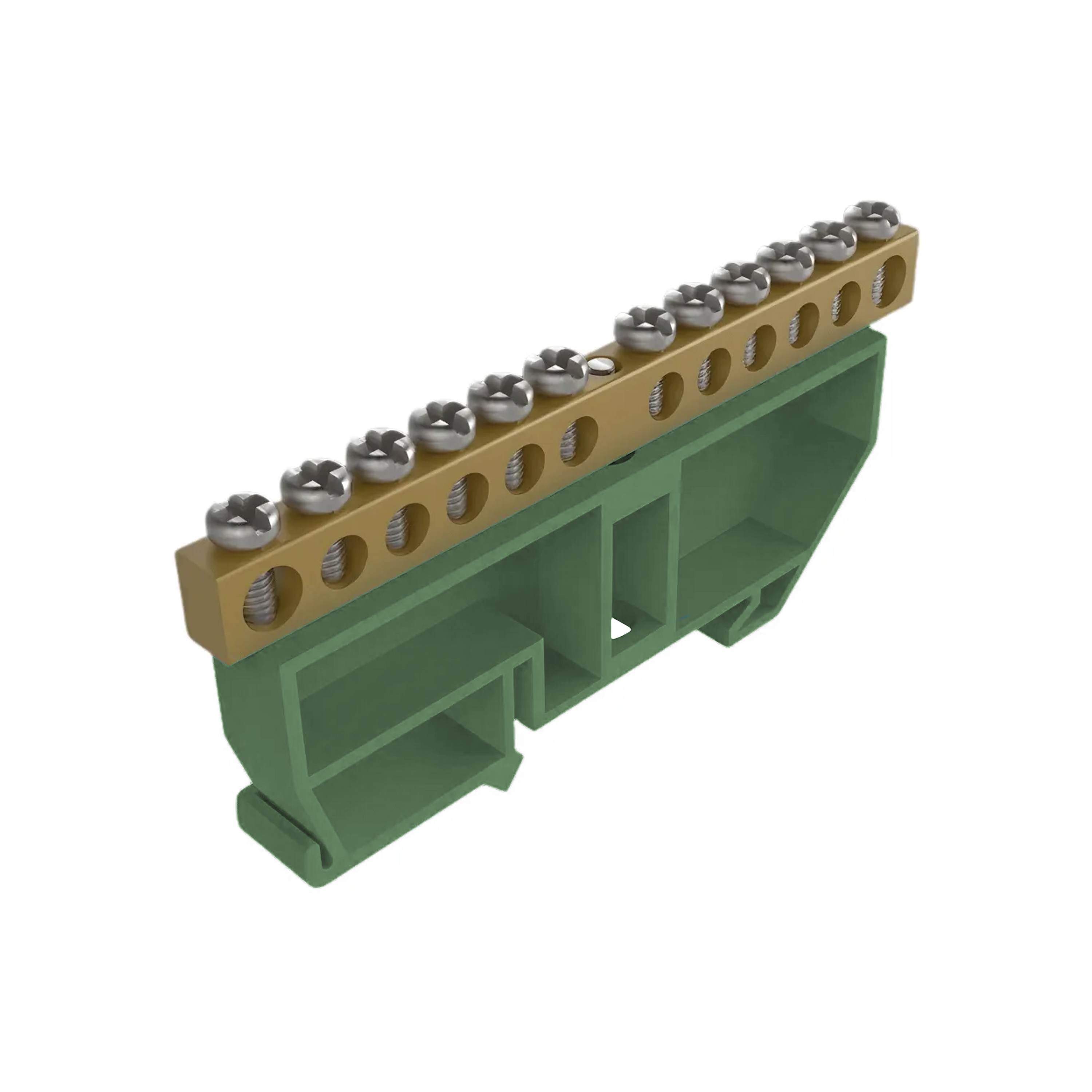 BARRAMENTO SOPRANO TRILHO DIN TERRA 12FIOS VERDE COM SUPORTE