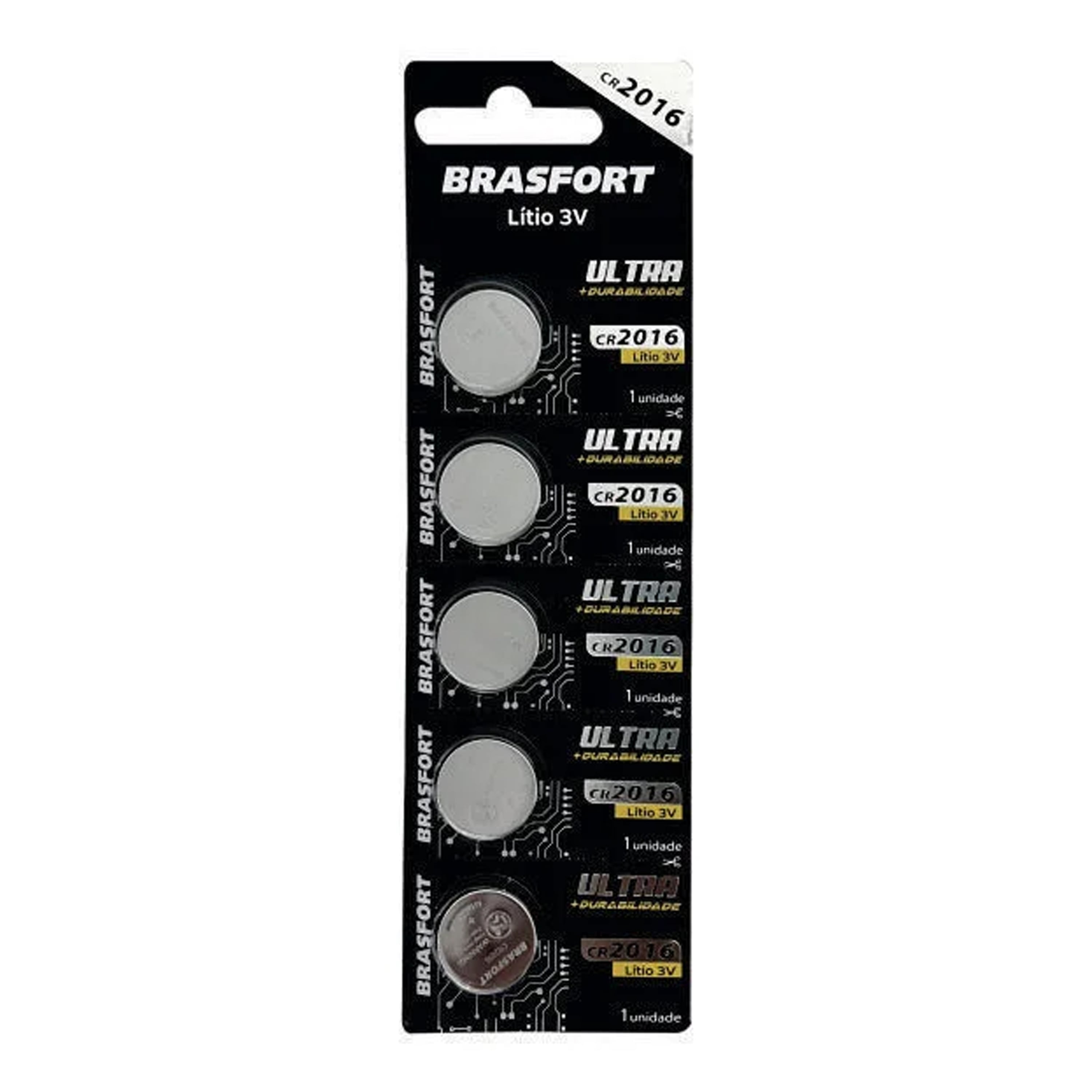 PILHA BATERIA PASTILHA BRASFORT 3V 2016 5PCS