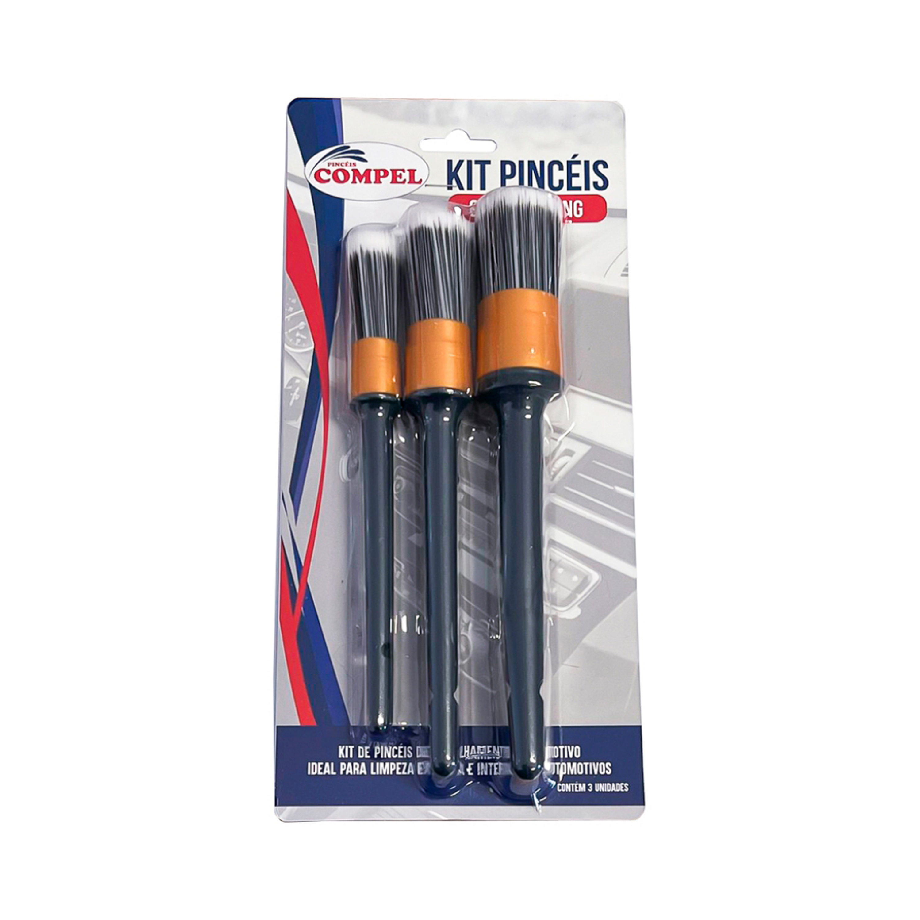 KIT PINCEIS AUTOMOTIVO COMPEL 3PCS