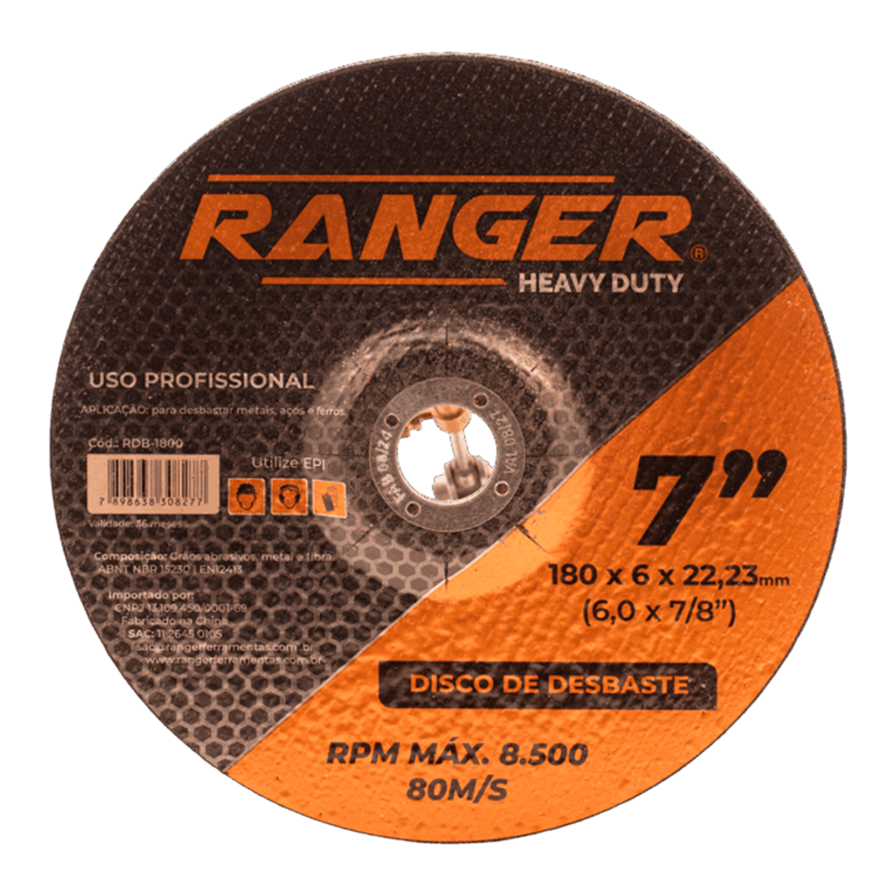 DISCO PARA DESBASTE RANGER  07” X 7/8